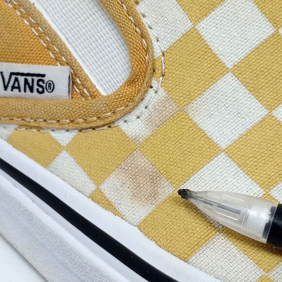 Vans Classic Slip-On Women's Size 5.5 Yellow White Checkerboard Canvas Shoes - Picture 3 of 9